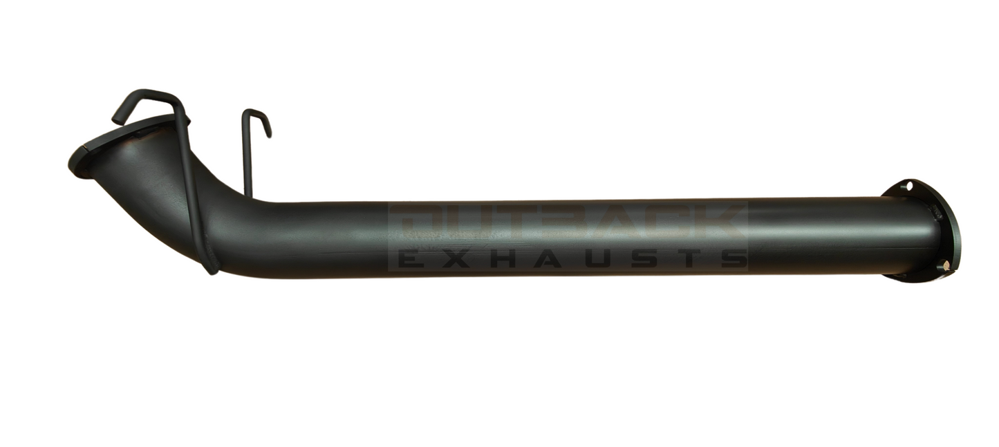 Image of a 3.5 inch Outback Exhausts DPF back system designed for a Ford Ranger Sport/Wildtrac 3L V6. The system features mandrel bent 409 Stainless Steel pipes displayed against a transparent background. SKU OE6617-S35.
