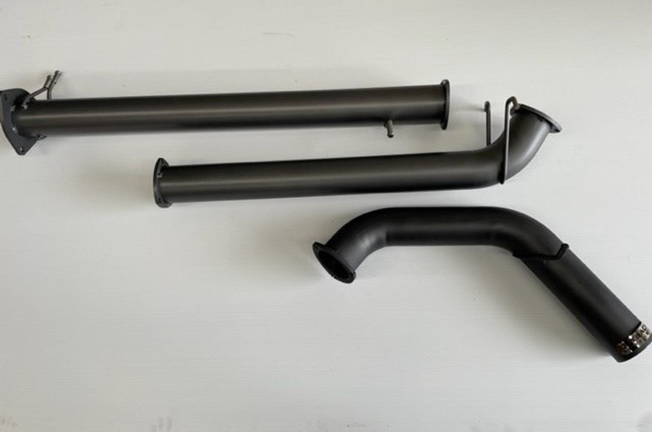 Image of a 3.5 inch Outback Exhausts DPF back system designed for a Ford Ranger Sport/Wildtrac 3L V6. The system features mandrel bent 409 Stainless Steel pipes displayed against a transparent background. SKU OE6617-S35.