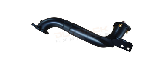 Image of a 3-inch Outback Exhausts  Turbo back system designed for a Isuzu MU-X 3L 4JJ1 Turbo Diesel Engine. The system features mandrel-bent 409 stainless steel pipes with welded flanges at both ends and mounting brackets. One of the pipe includes a muffler. The system is displayed against a transparent background .  SKU OE1693.