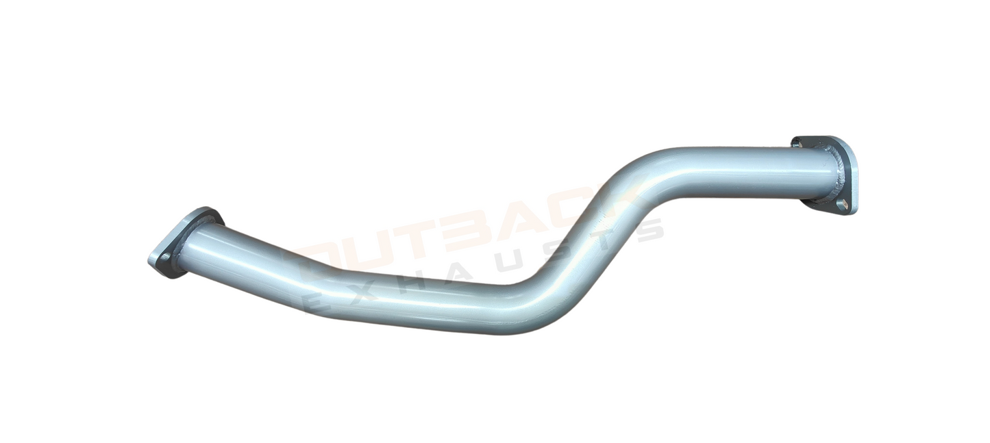 Image of a 2.5 inch Outback Exhausts   system with Extractors designed for a 105 Series Toyota Landcruiser Wagon FZJ105 4.5L 6CYL Petrol engine. The system features mandrel bent 409 stainless steel pipes, a muffler, and mild steel extractors, displayed on a transparent background with Outback Exhausts logo positioned in the bottom left corner. SKU OE4436-S