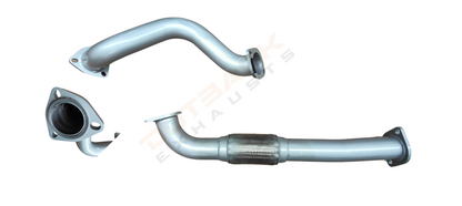 Image of a 2.5 inch Outback Exhausts  manifold back system designed for a 79 Series Toyota Landcruiser 1 HZ Naturally aspirated 4.2L Diesel UTE. The system features mandrel bent 409 Stainless Steel pipes and muffler displayed against a transparent background with watermarked Outback Exhaust logo in the centre.  SKU OE4422-S
