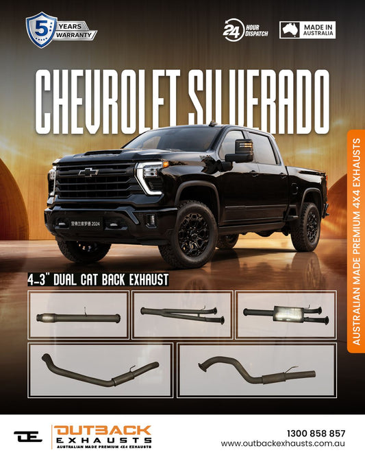 Cat Back Exhaust (Dual) - Chevrolet Silverado 6.2L V8 (2019- 2024) - Outback Exhausts