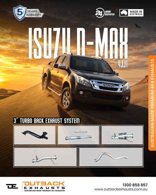 Turbo Back Exhaust - Isuzu DMAX 3.0L 4JJ1 (2012-2016) | Outback Exhausts