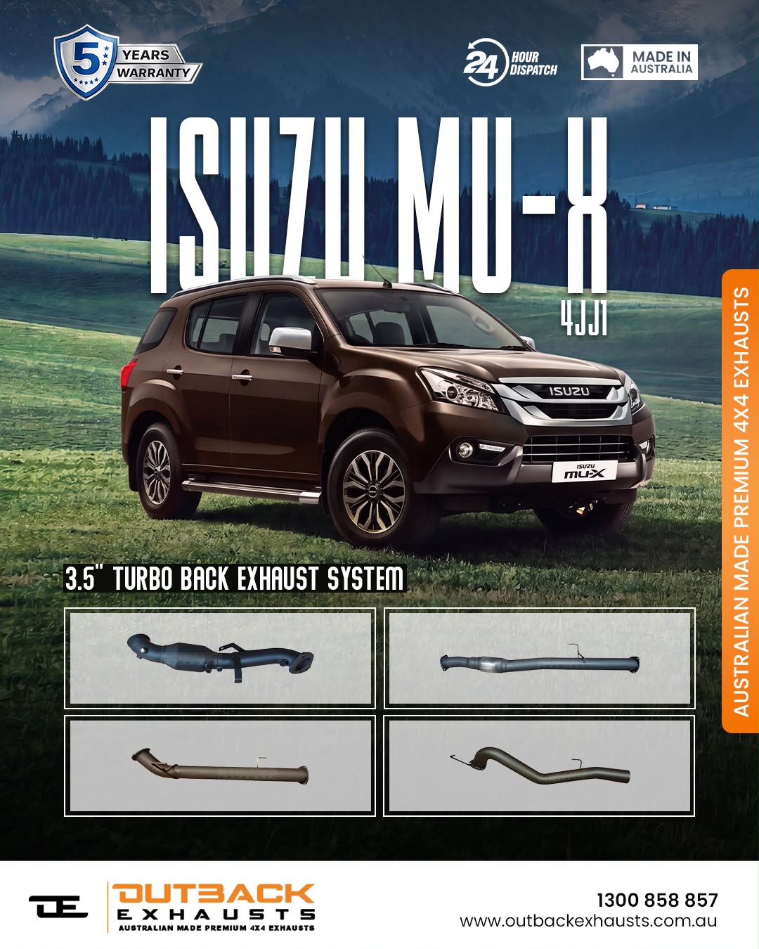 Turbo Back Exhaust - Isuzu MU-X 3.0L 4JJ1 (2017-2021) | Outback Exhausts