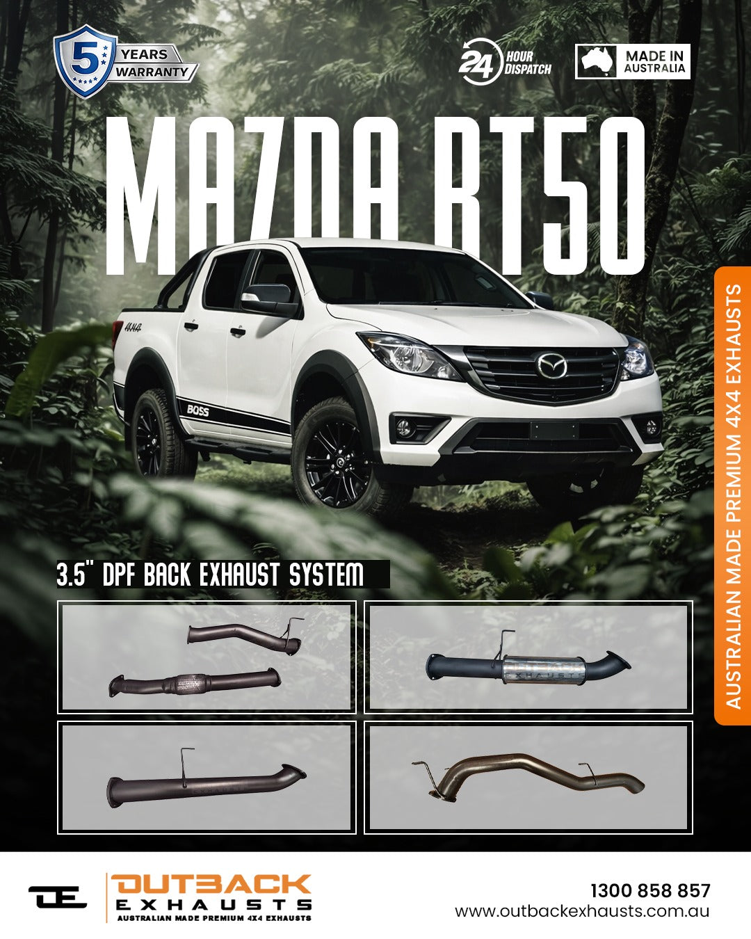 DPF Back Exhaust - Mazda BT50 3.0L 4JJ3 (2020-On) | Outback Exhausts