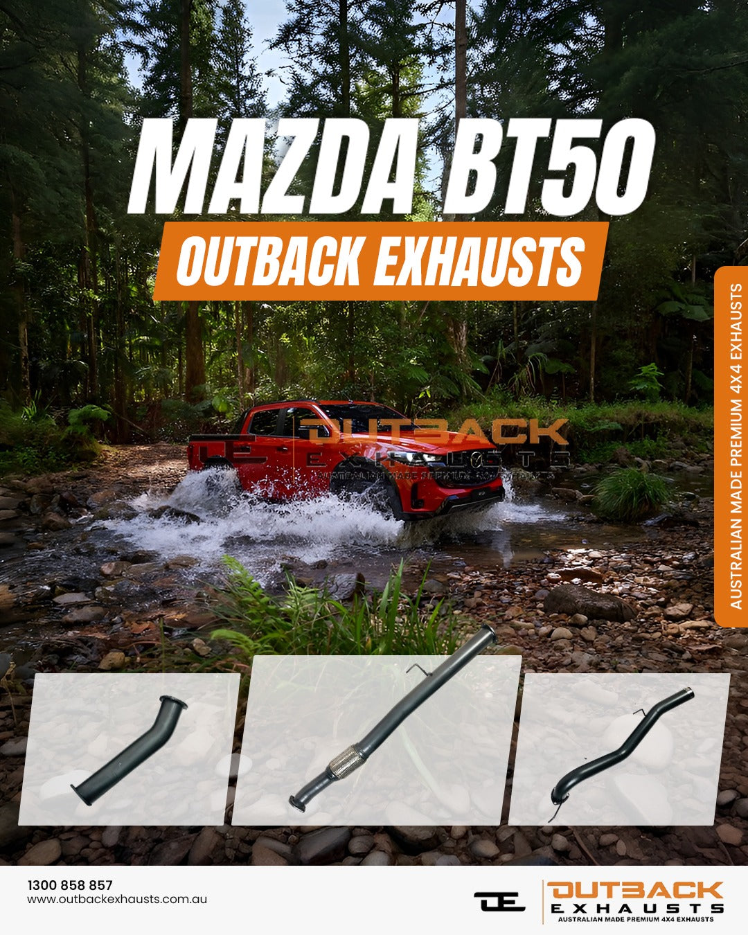 3.5" DPF Back Exhaust System - Mazda BT50 3.0L 4JJ3 (2020-On) | Outback Exhausts