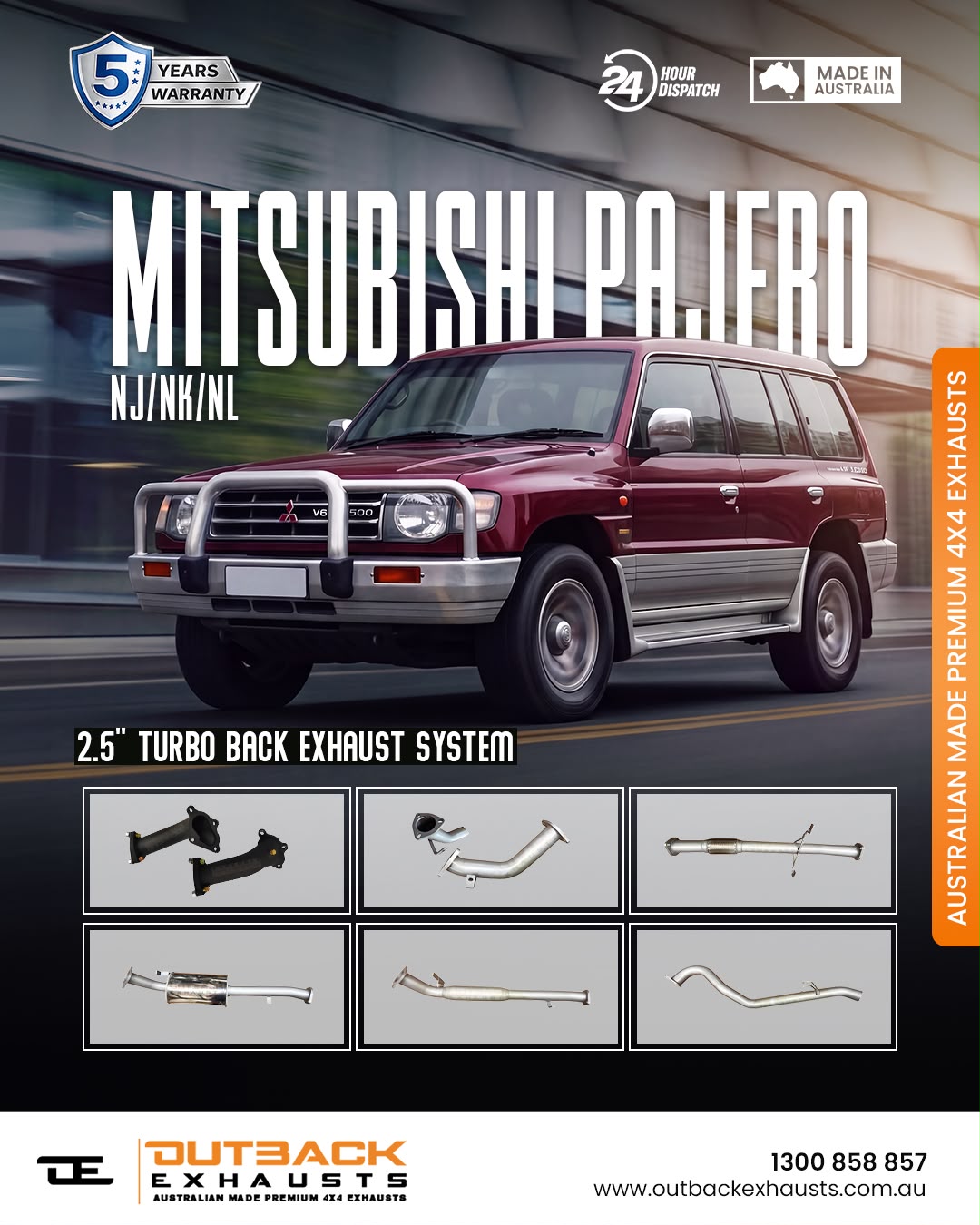 Turbo Back Exhaust - Mitsubishi Pajero NJ NK NL 2.8L 4M40 (1993-1999) | Outback Exhausts