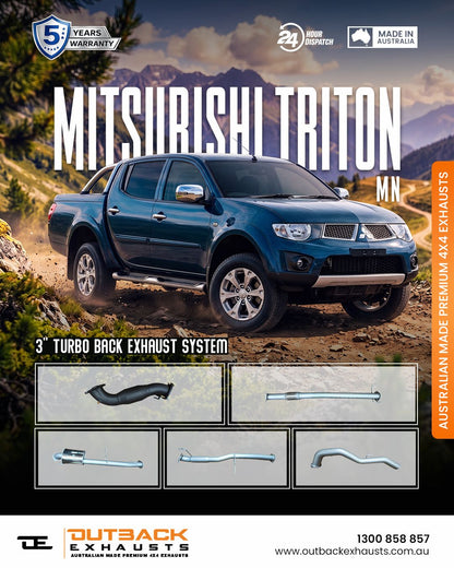 Turbo Back Exhaust - Mitsubishi Triton MN 2.5L 4D56 Diesel (2010-2015) | Outback Exhausts