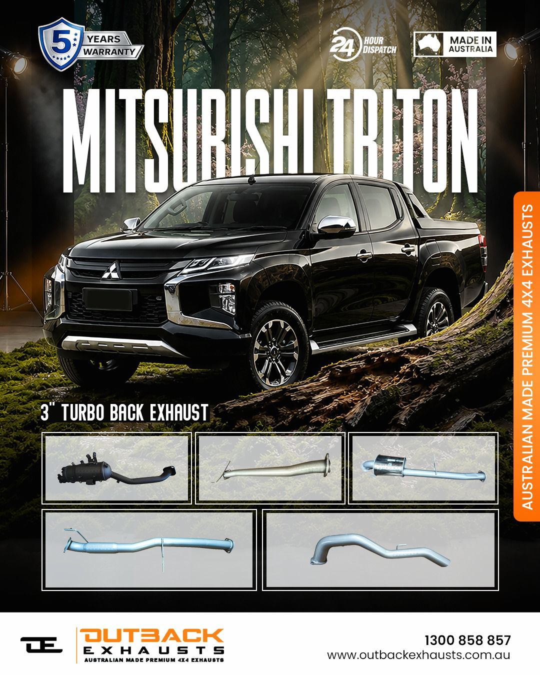 Turbo Back Exhaust - Mitsubishi Triton MQ/MR 2.4L 4N15 (2016-On) | Outback Exhausts