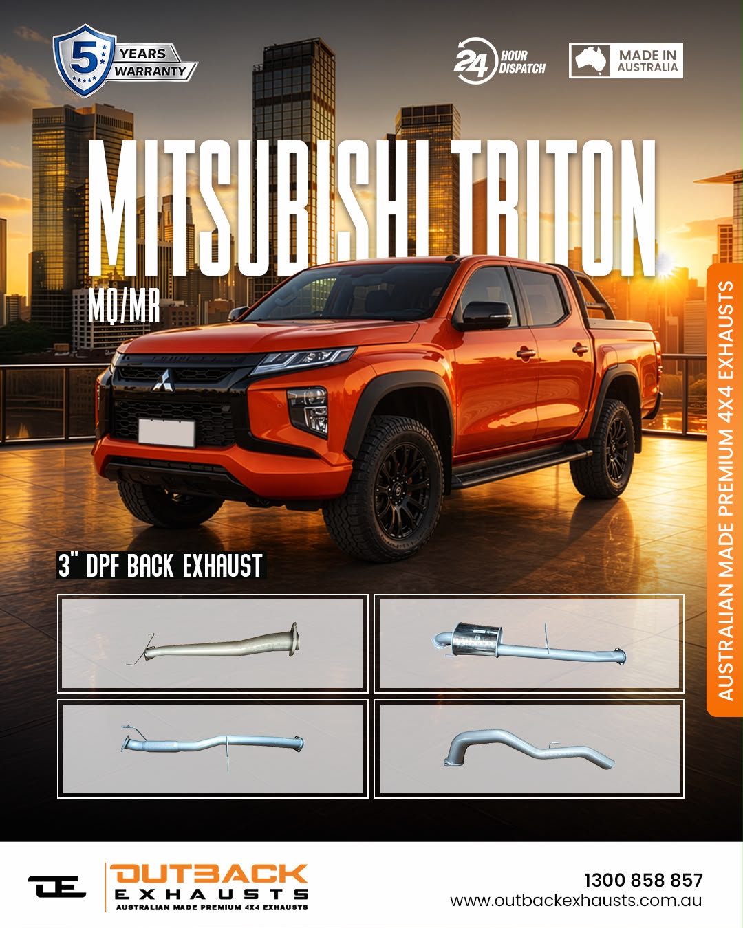 DPF Back Exhaust - Mitsubishi Triton MQ/MR 2.4L 4N15 (2016-On) | Outback Exhausts