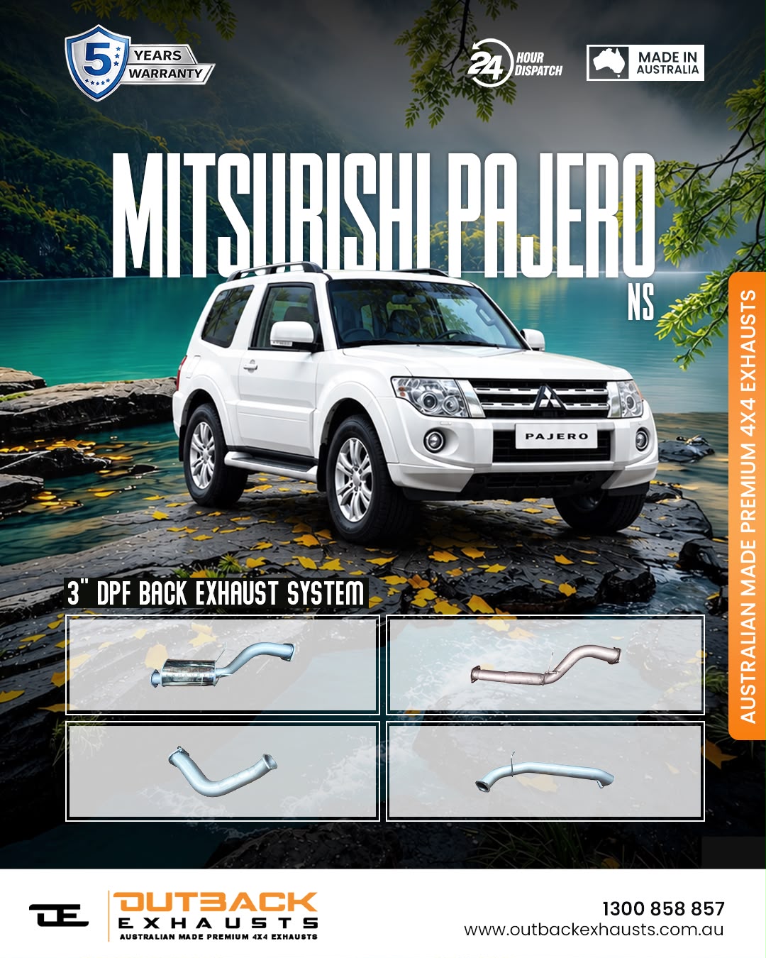 DPF Back Exhaust - Mitsubishi Pajero NS 3.2L 4M41 AUTO LONG WHEELBASE  (2006-2010) | Outback Exhausts