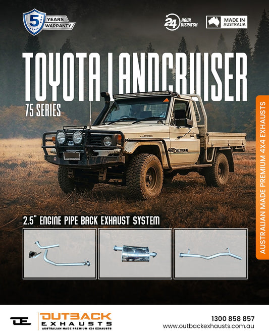 Engine Pipe Back Exhaust - Toyota Landcruiser 75 Series 4.2L 1HZ (1990-2002) | Outback Exhausts