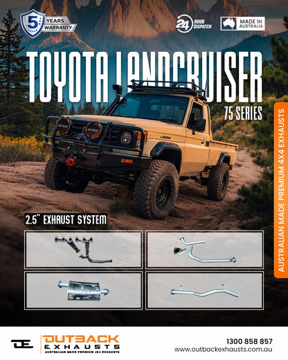 Exhaust with Extractor - Toyota Landcruiser 75 Series 4.2L 1HZ (1990-2002) | Outback Exhausts