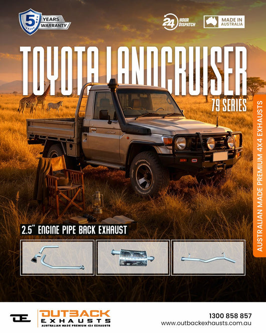 Engine Pipe Back Exhaust - Toyota Landcruiser 79 Series Single Cab  | 4.2L 1HZ | 1999-2007