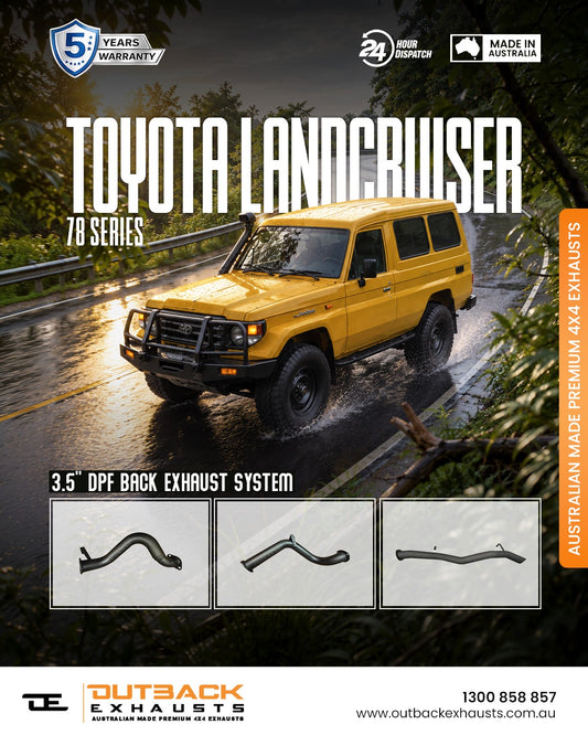 DPF Back Exhaust - Toyota Landcruiser 78 Series Troopy VDJ78 4.5L V8 (2016-On) | Outback Exhausts