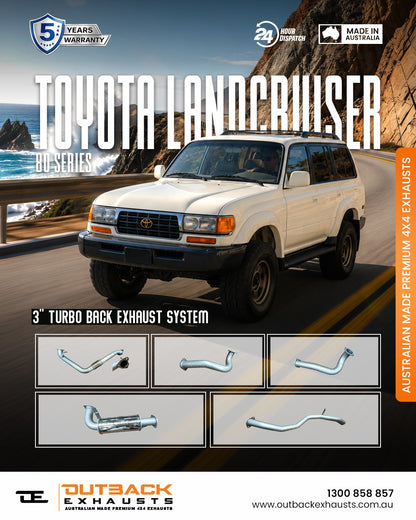 Turbo Back Exhaust - Toyota Landcruiser 80 Series 4.2L 1HZ DTS Turbo (1990-1998) | Outback Exhausts