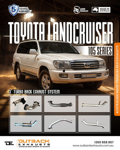 Factory Turbo Back Exhaust - Toyota Landcruiser 105 Series 4.2L 1HZ/1HDFTV (1998-2007) | Outback Exhausts