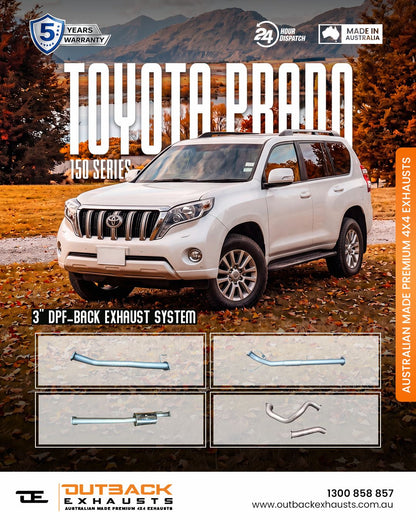 DPF Back Exhaust - Toyota Prado 150 Series 2.8L 1GD-FTV Diesel (2015-2025) | Outback Exhausts