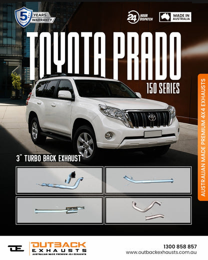 Turbo Back Exhaust - Toyota Prado 150 Series 3.0L 1KD-FTV D4D Diesel (2009-2015) | Outback Exhausts