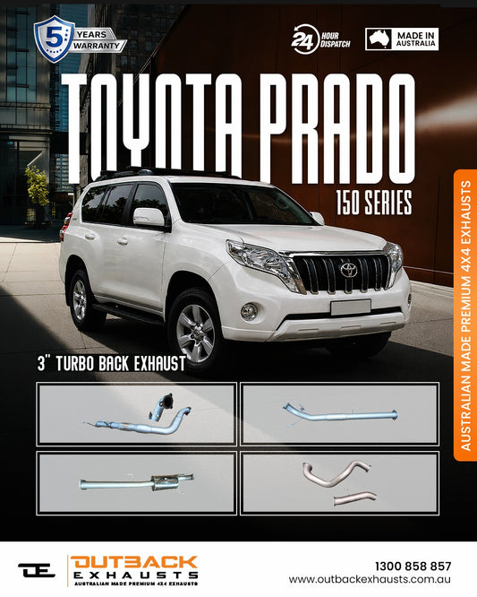 Turbo Back Exhaust - Toyota Prado 150 Series 3.0L 1KD-FTV D4D Diesel (2009-2015) | Outback Exhausts