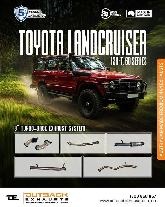Turbo Back Exhaust - Toyota Landcruiser 60 Series Wagon 4.0L 12H-T Factory Turbo (1980-1990) | Outback Exhausts