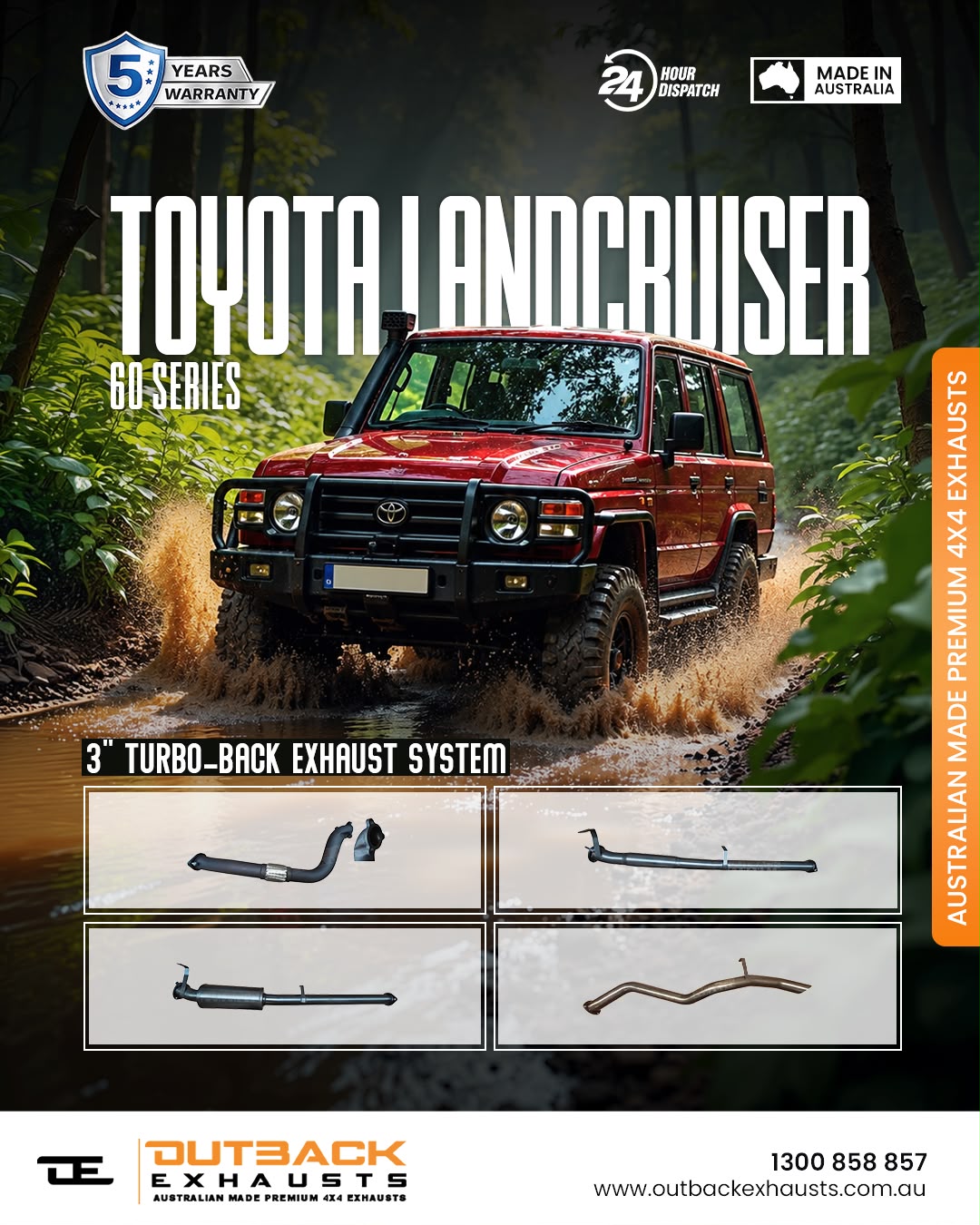 Turbo Back Exhaust- Toyota Landcruiser 60 Series Wagon 4.0L 12H-T DTS Turbo Upgrade (1980-1990) | Outback Exhausts