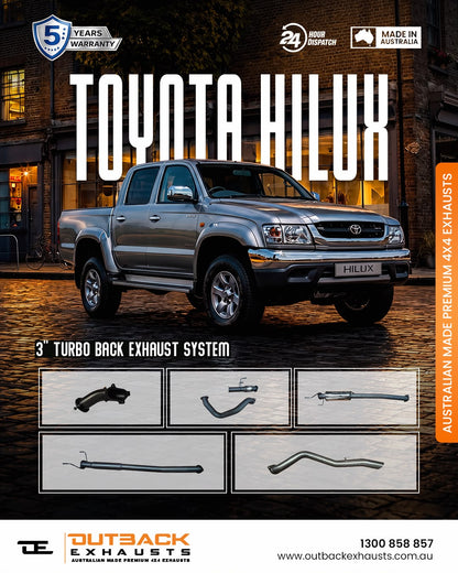 Turbo Back Exhaust - Toyota Hilux KZN165R 3.0L 1KZ-TE Diesel Ute (1999-2004) | Outback Exhausts