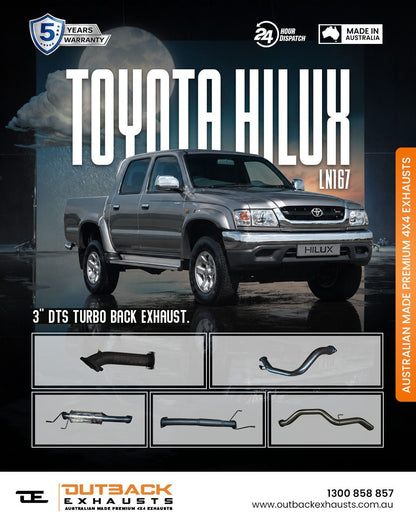DTS Turbo Back Exhaust - Toyota Hilux LN167 / 172 3.0L 5L-E (1997-2005) | Outback Exhausts