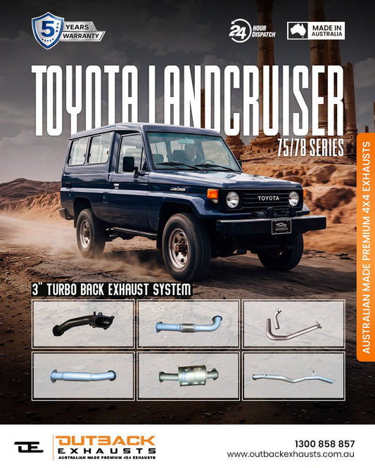 Turbo Back Exhaust - Toyota Landcruiser 75/78 Series Ute & Troop Carrier 4.2L 1HZ/1HDT (1990-2002) | Outback Exhausts