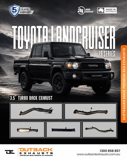 Turbo Back Exhaust System - Toyota Landcruiser 79 Series Single/Double Cab VDJ79 4.5L V8 (2016-On) | Outback Exhausts