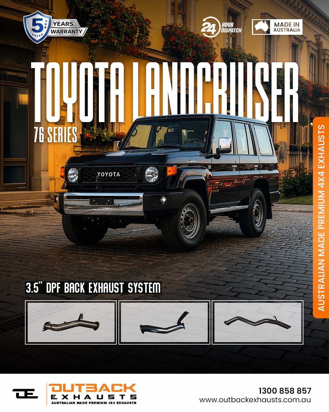 DPF Back Exhaust - Toyota Landcruiser 76 Series VDJ76 4.5L V8 Wagon (2016-On) | Outback Exhausts