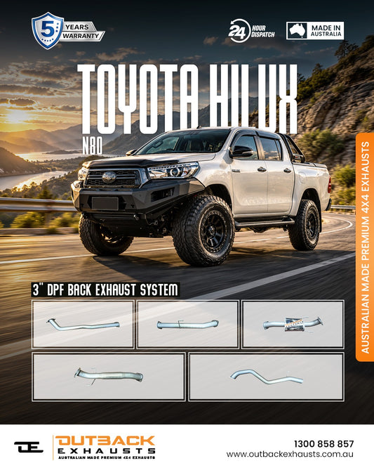 DPF Back Exhaust - Toyota Hilux N80 GUN126R 2.8L 1GD-FTV (2016-On) | Outback Exhausts