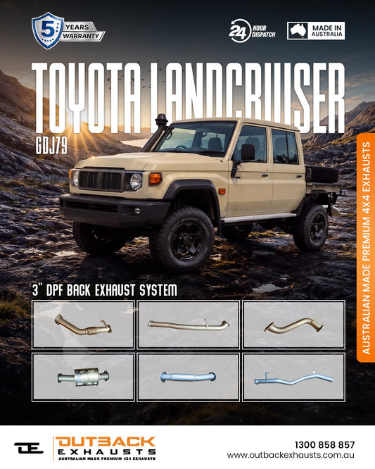 DPF Back Exhaust - Toyota Landcruiser 79 Series GDJ79 2.8L Single/Double Cab | Outback exhausts