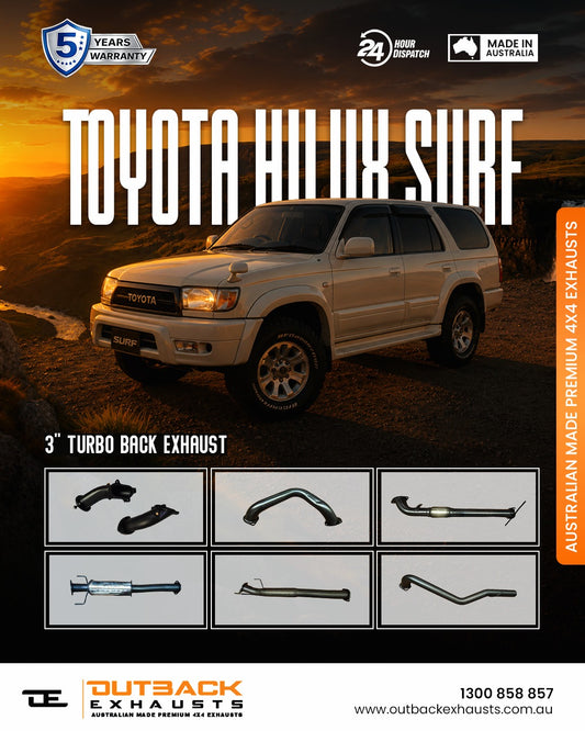Turbo Back Exhaust - Toyota Hilux Surf KZN185 3.0L 1KZ-TE Wagon 1995-2000 | Outback Exhausts