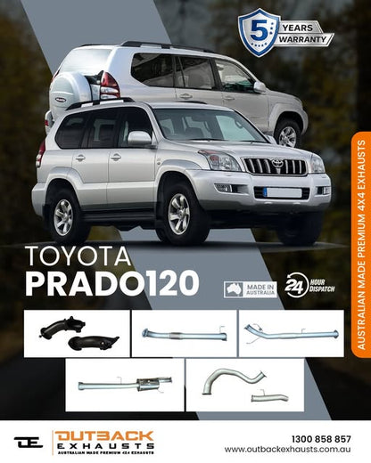 3" Turbo Back Exhaust System - Toyota Prado 120 Series KZJ120R 3.0L 1KZ-TE 2002-2006 | Premium Stainless Steel