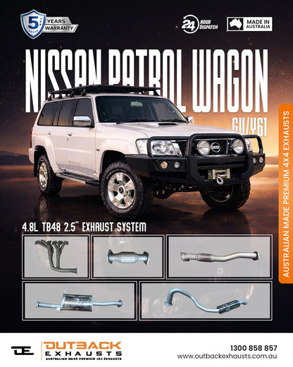 Nissan Patrol GU/Y61 Wagon 4.8L TB48 2.5" Exhaust System With Extractor 2001-2015