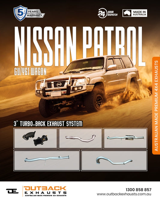 Turbo Back Exhaust - Nissan Patrol GU/Y61 Wagon 2.8L RD28 (1997-2005) - Outback Exhausts