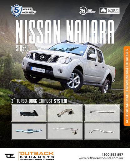 Turbo Back Exhaust - Nissan Navara STX550 3.0L V6  (2010-2015)- Outback exhausts