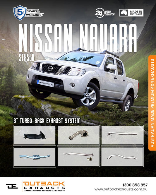 Turbo Back Exhaust - Nissan Navara STX550 3.0L V6  (2010-2015)- Outback exhausts