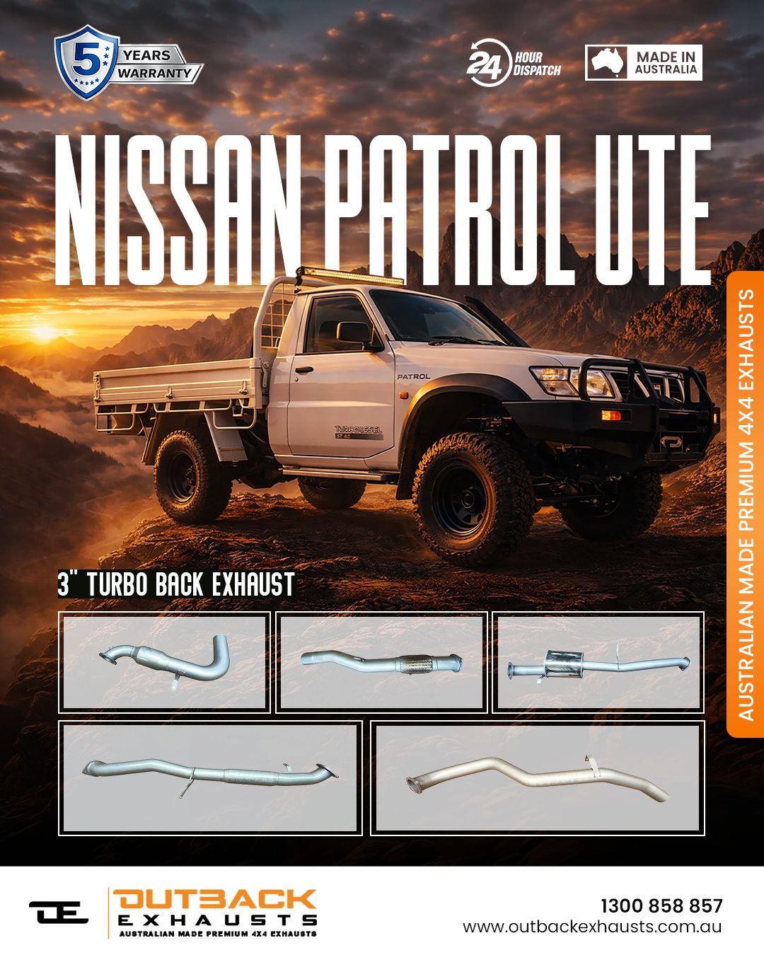 Turbo Back Exhaust - Nissan Patrol GU/Y61 Ute 3.0L ZD30 (2008-2016)- Outback Exhausts