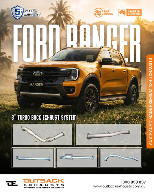 3" Turbo Back Exhaust System - Ford Ranger PXII PXIII 3.2L P5AT (2016-2022) | Outback Exhausts
