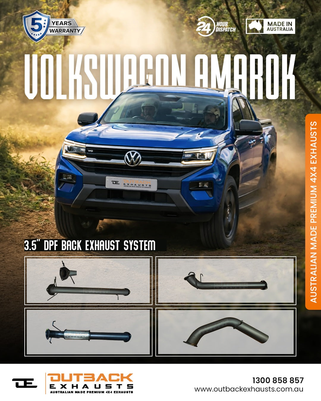 DPF Back Exhaust - Volkswagen Amarok TDI600 3.0L V6  (2023 on) - Outback Exhausts