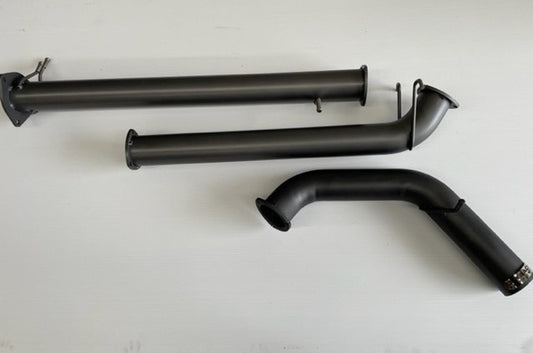 Image of a 3.5 inch Outback Exhausts  DPF back system designed for a Ford Ranger Sport/Wildtrac 3L V6. The system features mandrel bent 409 Stainless Steel pipes displayed against a transparent background.  SKU OE6617-S35.