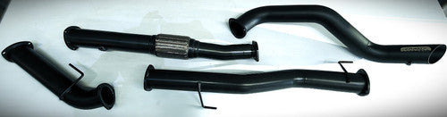 Image of a 3.5 inch Outback Exhausts  DPF back system designed for a Isuzu DMAX 4JJ3 Turbo Diesel Engine. The system features mandrel bent 409 Stainless Steel pipes displayed against a transparent background .  SKU OE1696-S35.