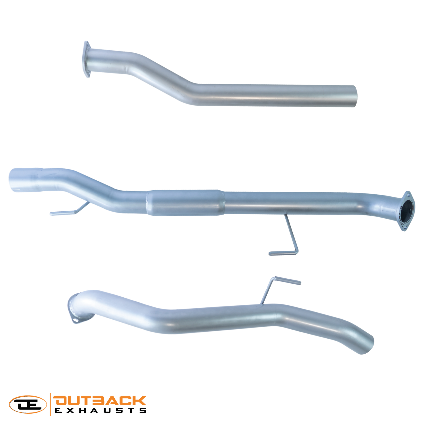 Image of a 3.5 inch Outback Exhausts  DPF back system designed for a Mercedes XCLass470 2.3 Ltr 4CYL TWIN Turbo DIESEL UTE. The system features mandrel bent 409 Stainless Steel pipes displayed against a transparent background with Outback Exhausts logo positioned in the bottom left corner.  SKU OE9609-S35.
