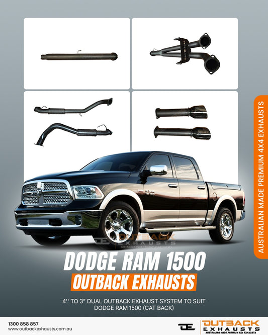 4 - 3'' OUTBACK EXHAUST SYSTEM to suit RAM 1500 DS 5.7L V8 12/2018 to 2021 (CAT BACK)