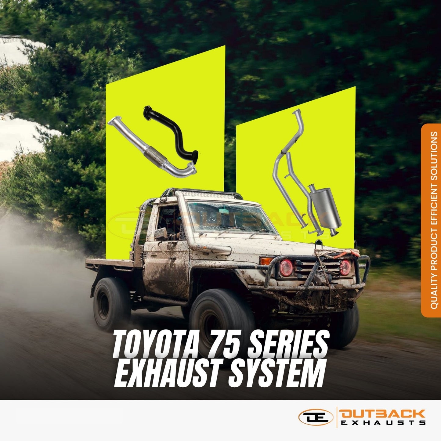 3" Turbo Back Exhaust - Toyota Landcruiser 75/78 Series Ute & Troop Carrier 4.2L 1HZ/1HDT (1990-2002) | Outback Exhausts